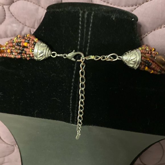 EsMor Orange Brown Multi Strand Glass Seeded Beaded 15” Necklace W/ 3” Extender - Picture 11 of 11